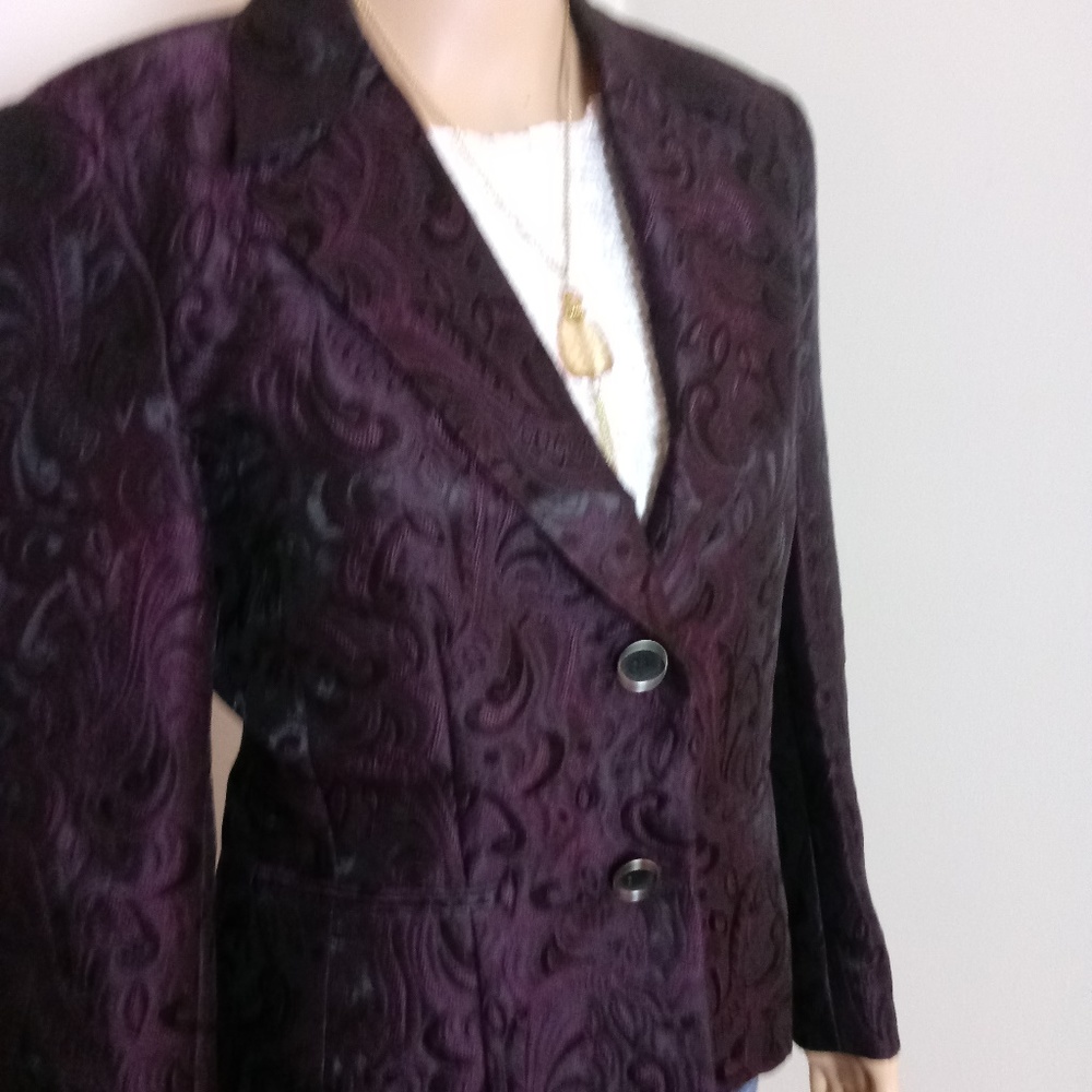 Rafaella Purple Lacquered Paisley Design Blazer